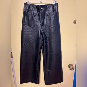 Anthropologie Maeve Colette Wide Leg Faux Leather Black Pants 27 PRICE IS FIRM